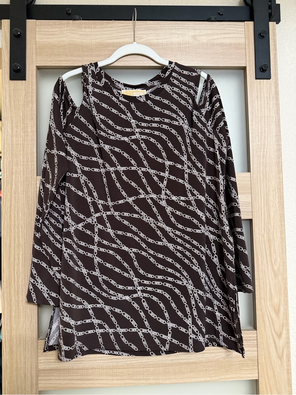 MICHAEL Michael Kors Brown Chain-Print Long Sleeve Top